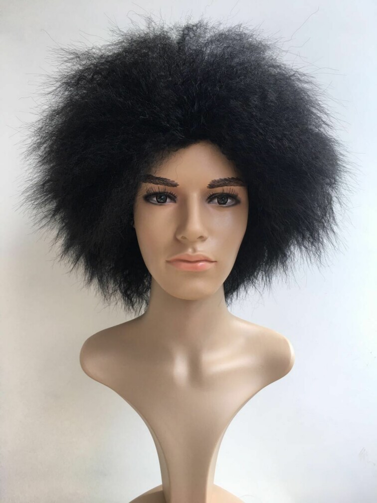 假发头套非洲男女通用 黑色短发爆炸头小卷 欧美假发一件代发