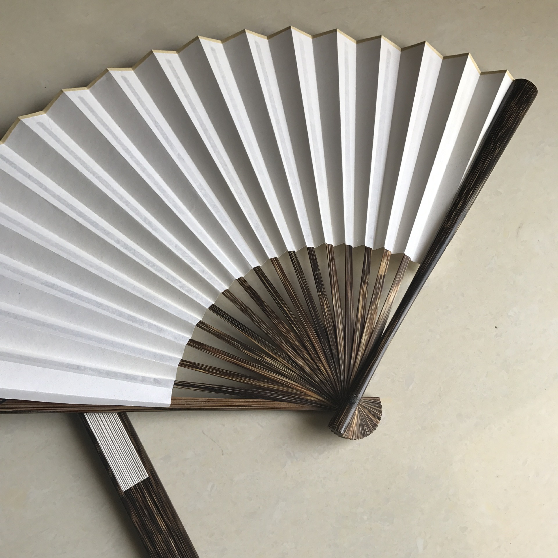 5寸金丝棕竹宣纸折扇子高档竹苏工扇面半棕宣扇文玩收藏折扇