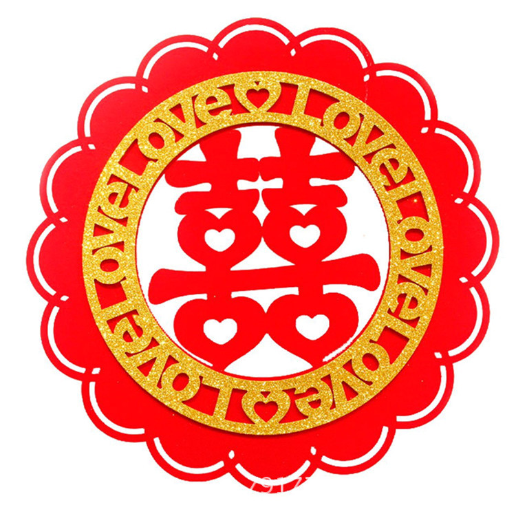 厂家批发个性简约婚房家居用品毛毡喜字专业定制各种尺寸欧美范