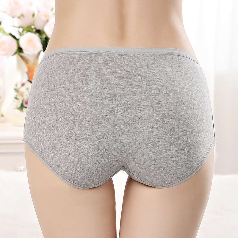 Mid-Waist Women's Cotton Underwear Mid-Waist Cotton Solid Color Briefs Large Size Cotton Women's Underwear Manufacturer