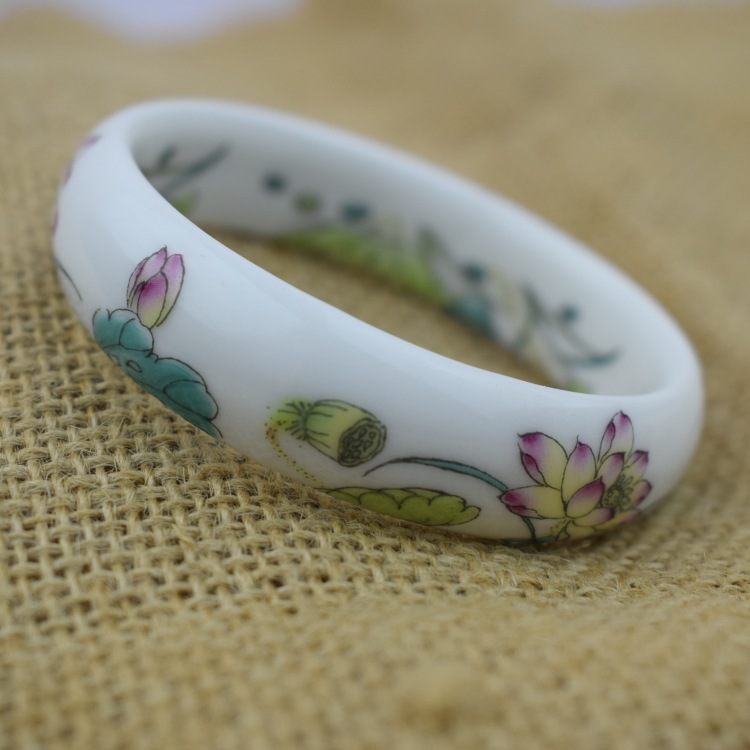 民族风陶瓷手镯子景德镇青花粉彩镯子中国风原创复古饰品批发女款
