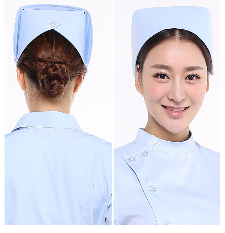 医生白色粉色浅蓝色浅绿色加厚涤卡燕尾带杠护理部主任美容护士帽