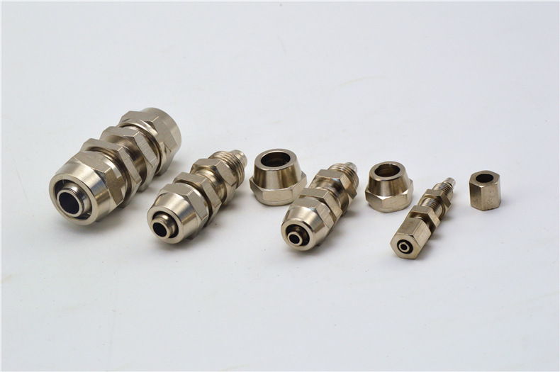 穿板快拧隔板快拧全铜卡套接头快拧隔板直通接头pu管接头厂家批发