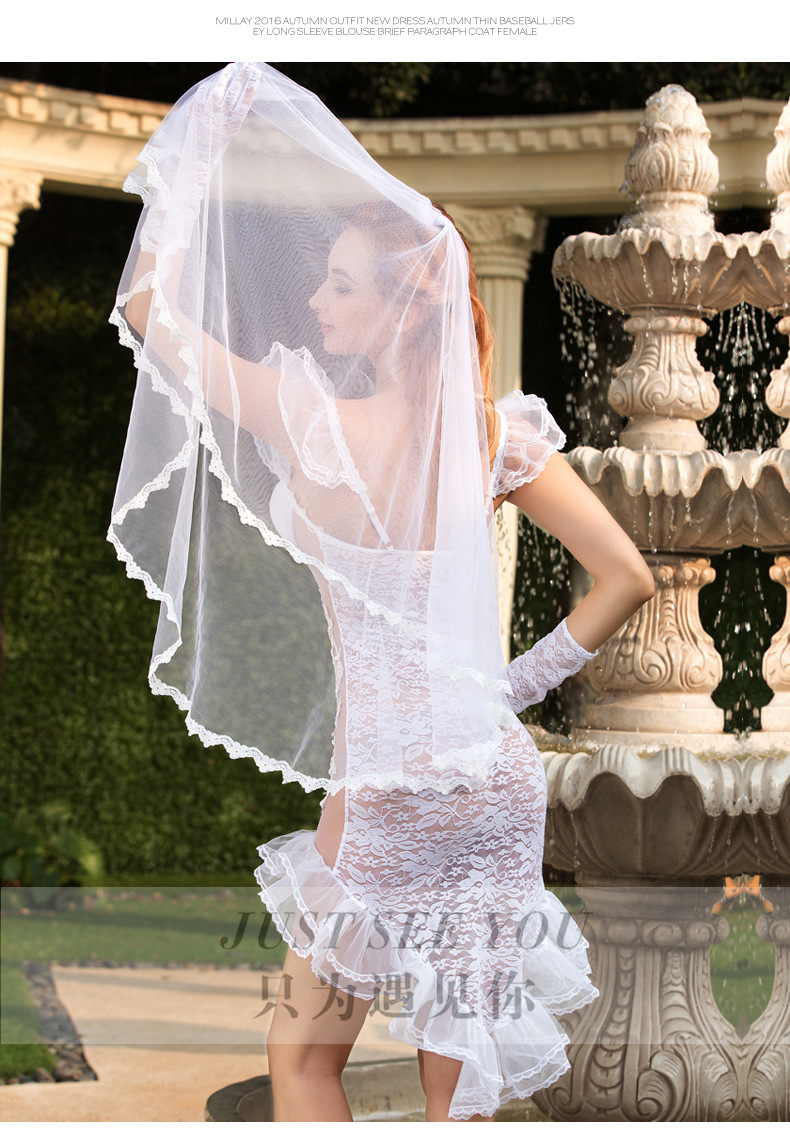 透视性感情趣内衣新娘装白色迷人婚纱扮演制服诱惑外贸批发 6325