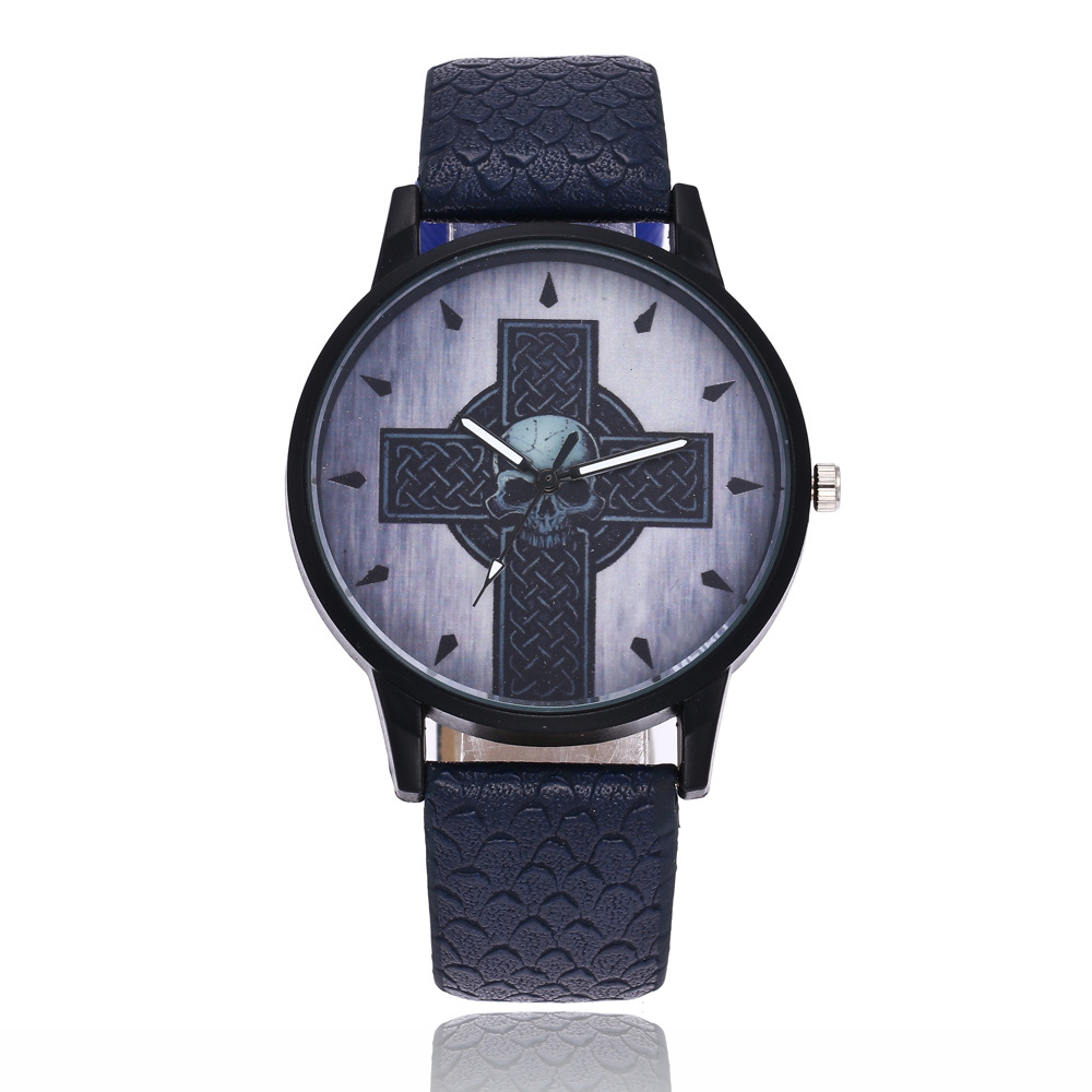 厂家供应 线下爆款 一件代发 十字架鬼头手表 休闲创意学生手表