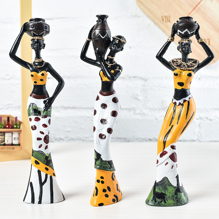 Factory Wholesale Exotic Doll African Character Three-Piece Set Resin Decorations Creative Home Gift Decorations