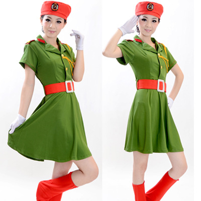 军旅现代迷彩连衣裙女兵舞蹈演出服装军鼓海军服广场舞成人合唱服