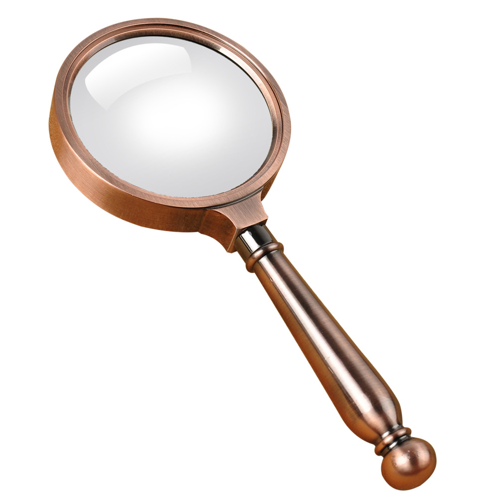 电商新款 复古全金属铜框80mm阅读放大镜 带绒布包 礼盒 擦镜布