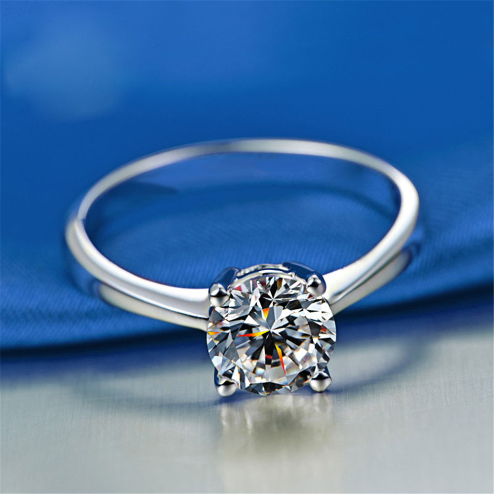 诗佩 经典四爪情侣钻戒光面无痕镶嵌超闪锆石戒指简约时尚