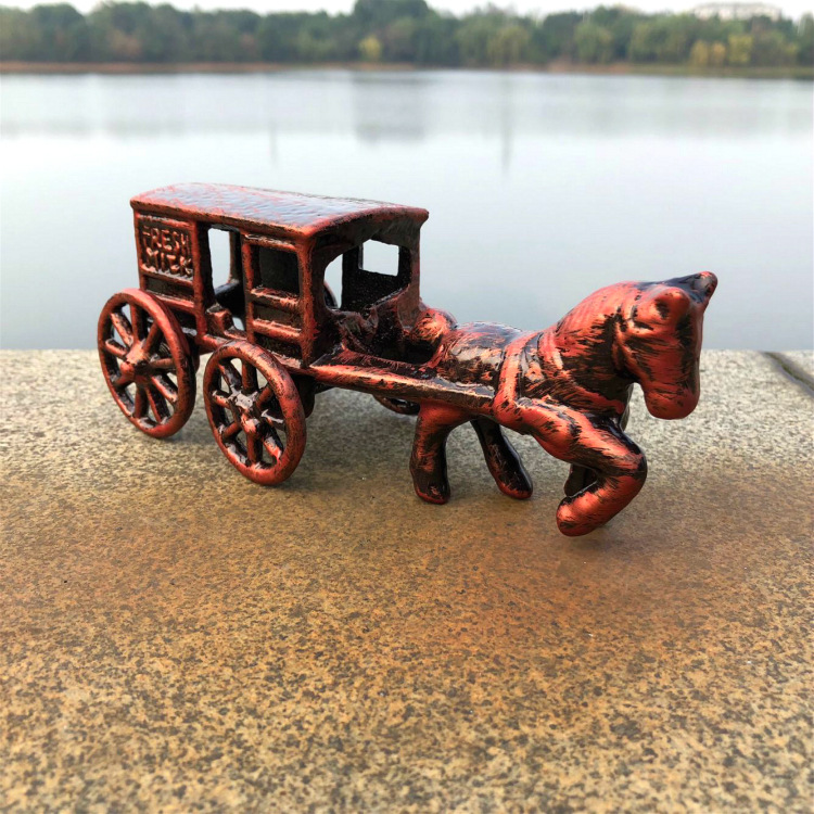 铸铁工艺经典铁艺古代小马车 别墅庭院摆件 家居酒店会所装饰品