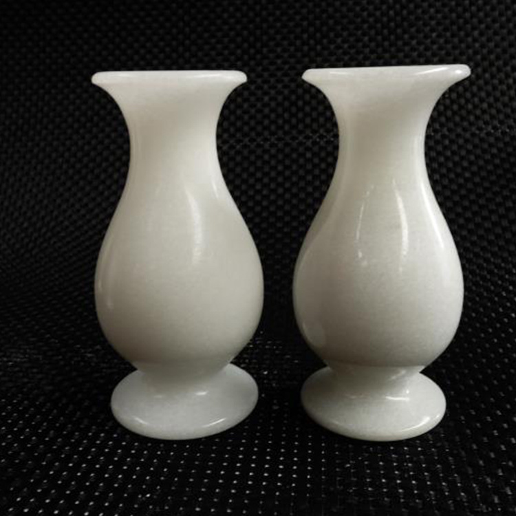 汉白玉石花瓶 贵州翠 蓝田玉花瓶玉石插花花瓶 居家装饰酒柜摆设