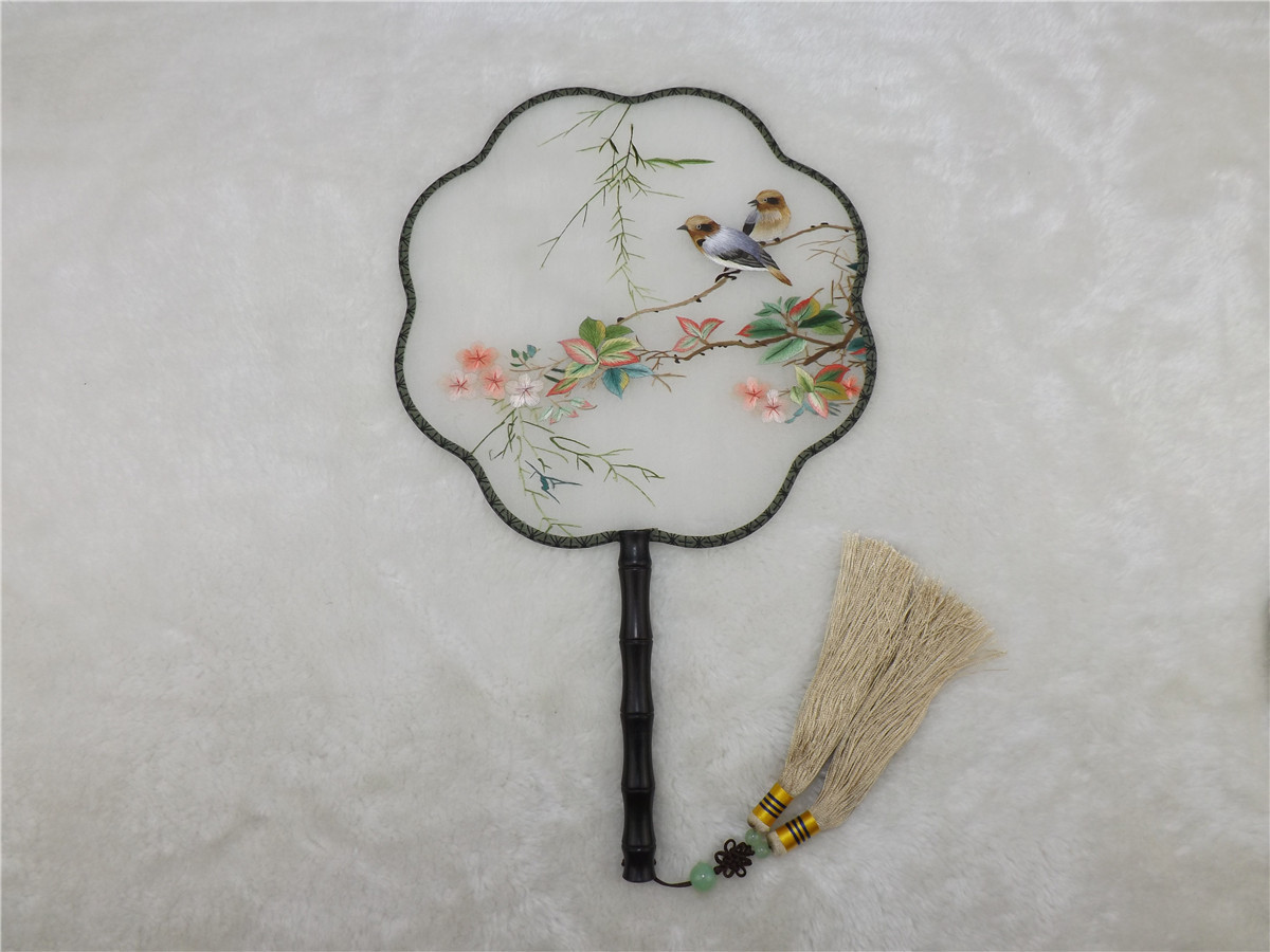 苏州手工双面绣团扇手复古宫扇真丝刺绣宫扇商务庆典馈赠特色礼品