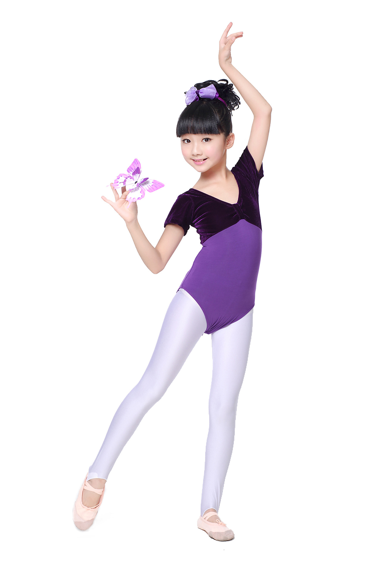 儿童舞蹈服装练功舞服女童春秋季练习舞服金丝绒连体服演出服批发