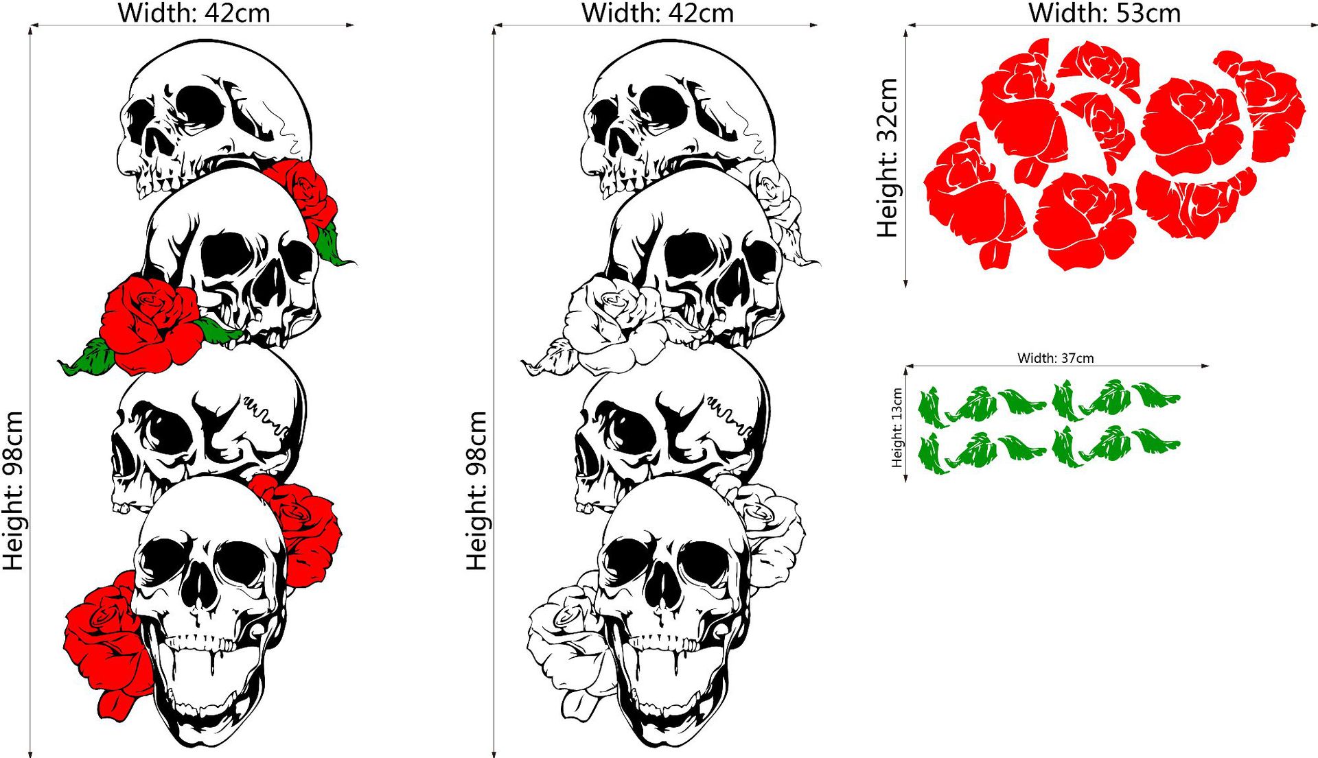 艾沃aw204速卖通创意骷髅玫瑰墙贴画 个性创意装饰画 自粘式墙贴
