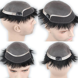 真人发块男士补发100%人发mens toupee 直发18*20 20x23cm库存