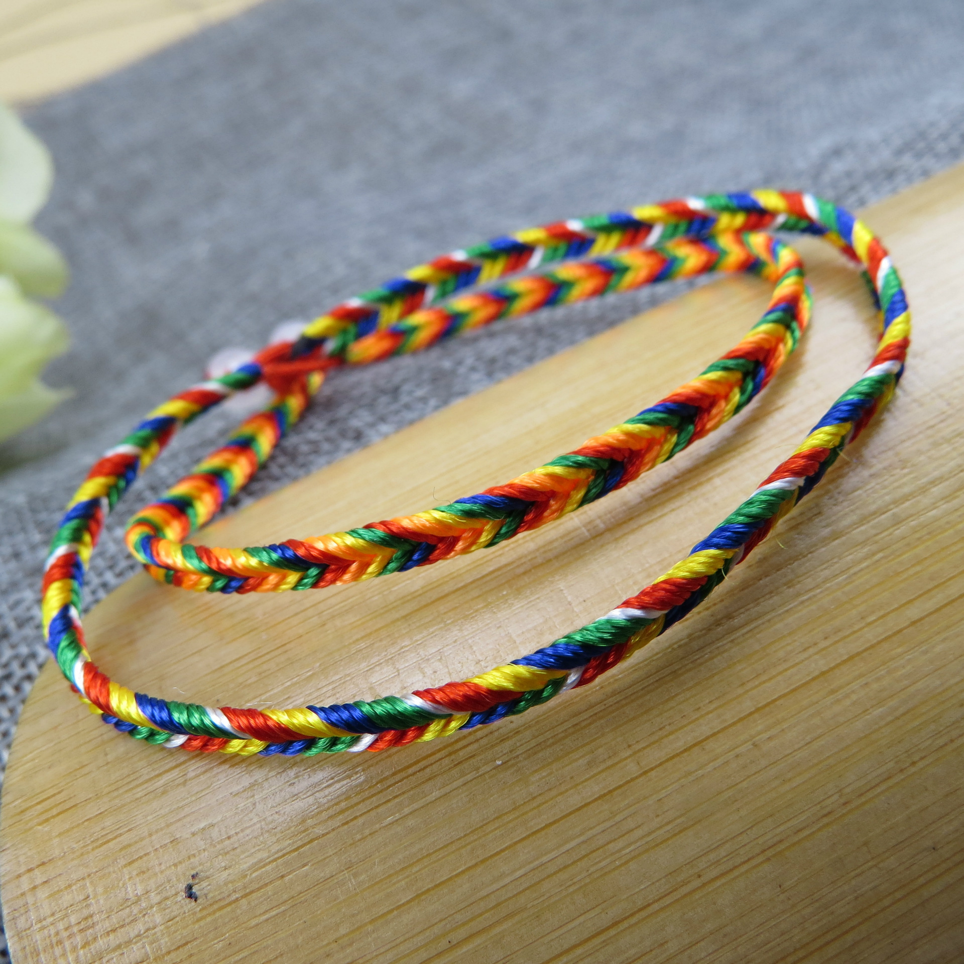 纯手工编织五色线手链 五月节五彩手绳批发 端午节幸运绳