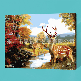 diy数字油画厂家 批发 外贸定制 e355梅花鹿 供电商