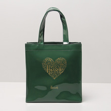 墨绿爱心单肩包防水PVC手提包购物袋子环保便当包通勤包学生书袋