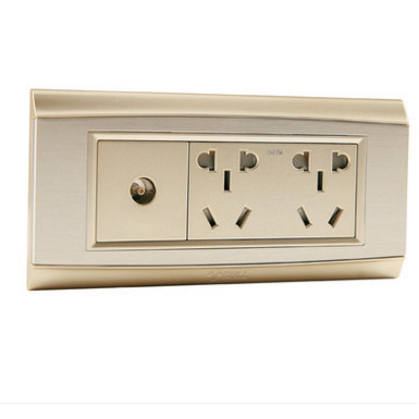 公牛118型开关插座面板 拉丝金中号电视六孔插座 十孔电视插座