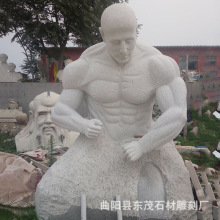 厂家定制创意人物石雕自我塑造石像健身房肌肉花岗岩雕塑定做批发