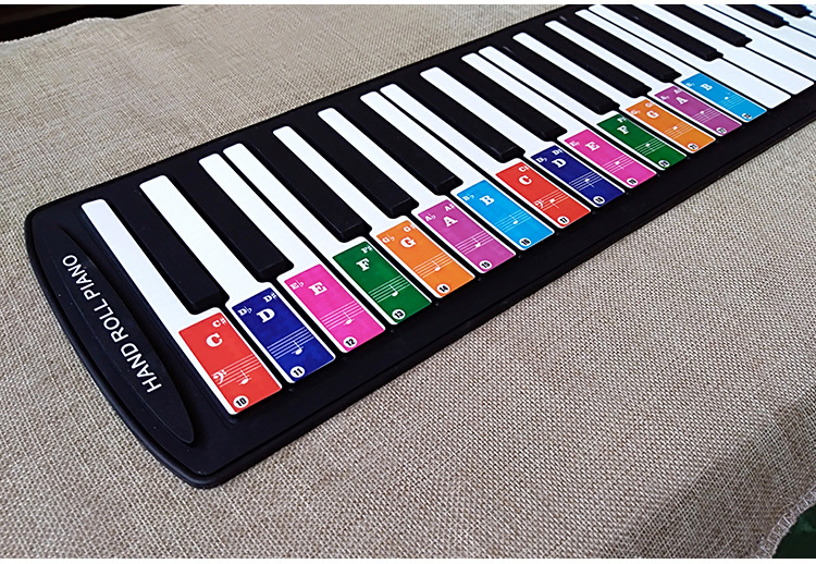 7彩色字母儿童识谱琴键音阶贴纸适用于37键/49键/61键/88键电子琴