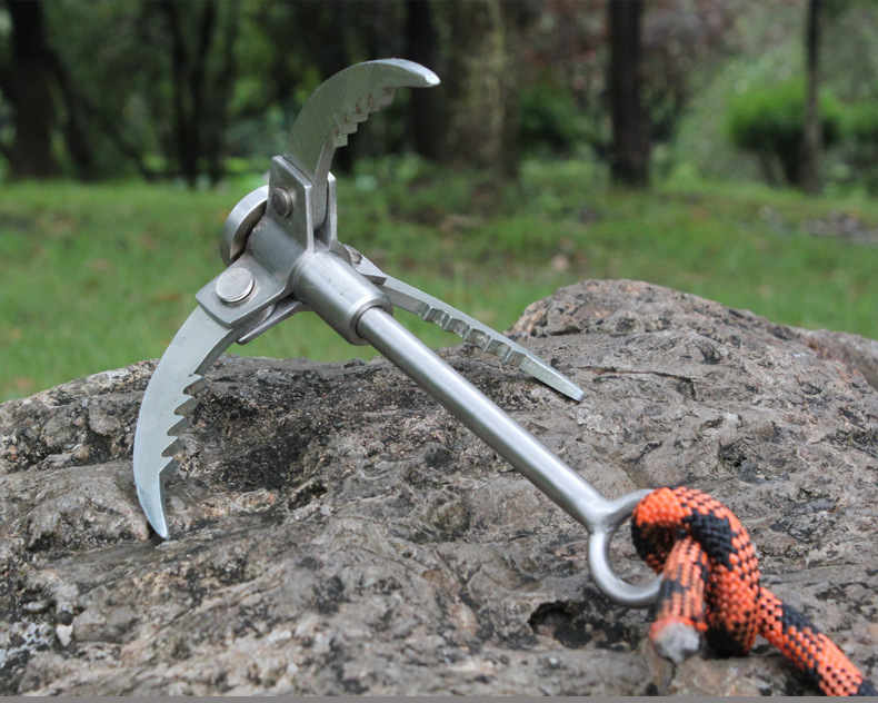攀岩登山野外探险户外抓钩救生飞虎爪生存攀登飞爪折叠钩三爪小号