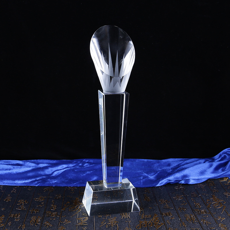 热卖 高档圆形水晶奖杯定制 创意企业颁奖礼品优秀员工荣誉证书