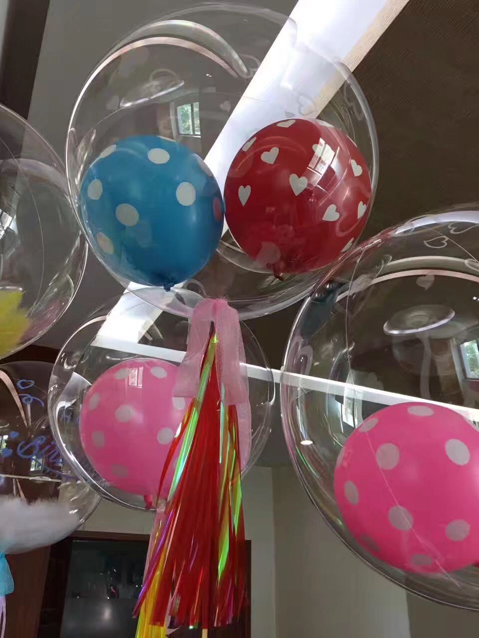 无痕纯立体透明波波球 啵啵球 10寸18寸24寸球中球套球氦气