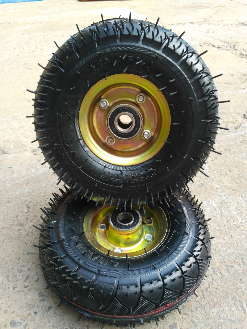 10寸橡胶充气轮子 加厚10层级手推车脚轮工具车实心轮载300kg