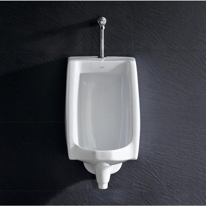 陶瓷挂墙式小便斗男士公用壁挂墙式小便器小便池白色手按式厂家