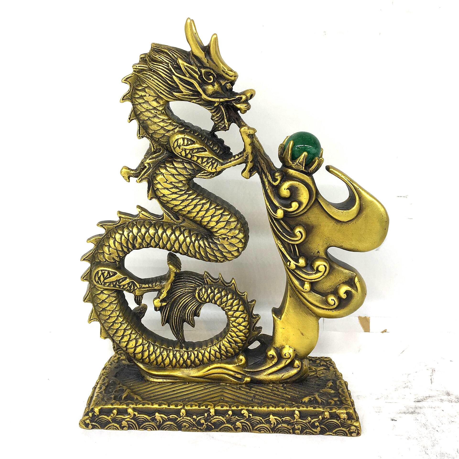 铜水龙吐珠神龙座摆件