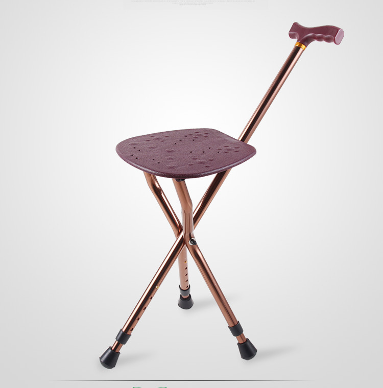 康士达铝合金拐杖凳可调高度拐杖休闲椅三脚手杖凳老年人康复用品