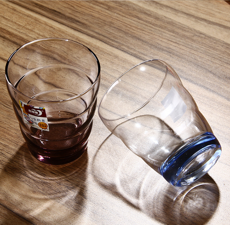 青苹果高档机压五角玻璃杯精美大高底五角机压玻璃水杯酒店用餐杯