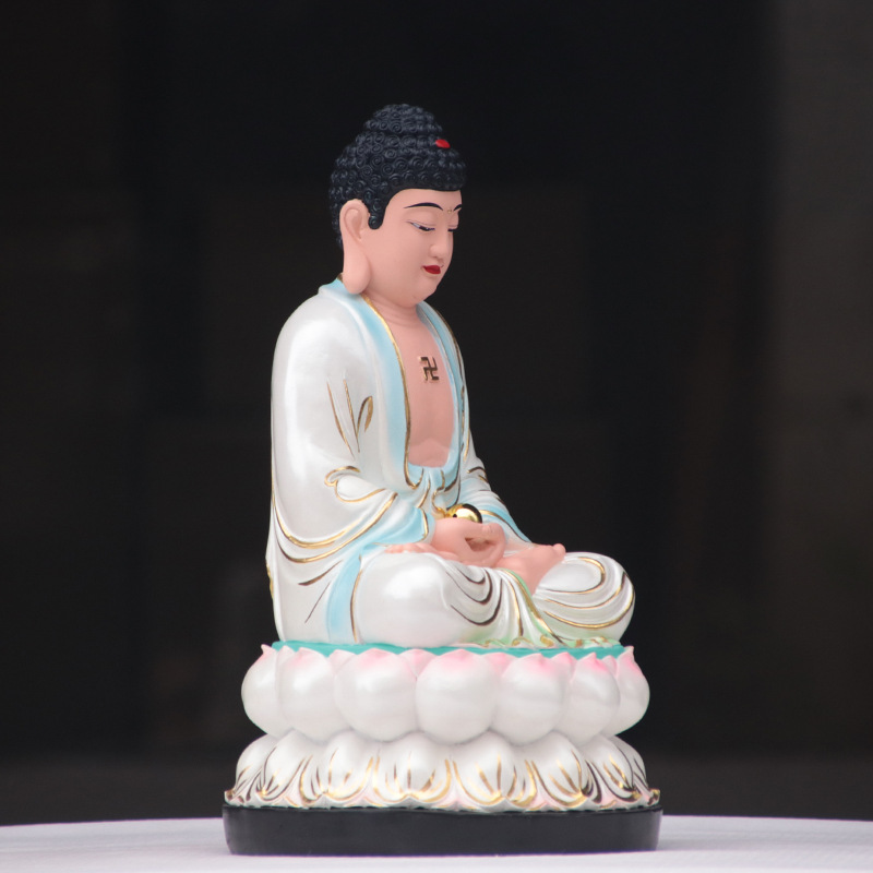 新款精品树脂佛像 16寸坐莲佛祖 38厘米白衣释迦摩尼佛 观音娘娘