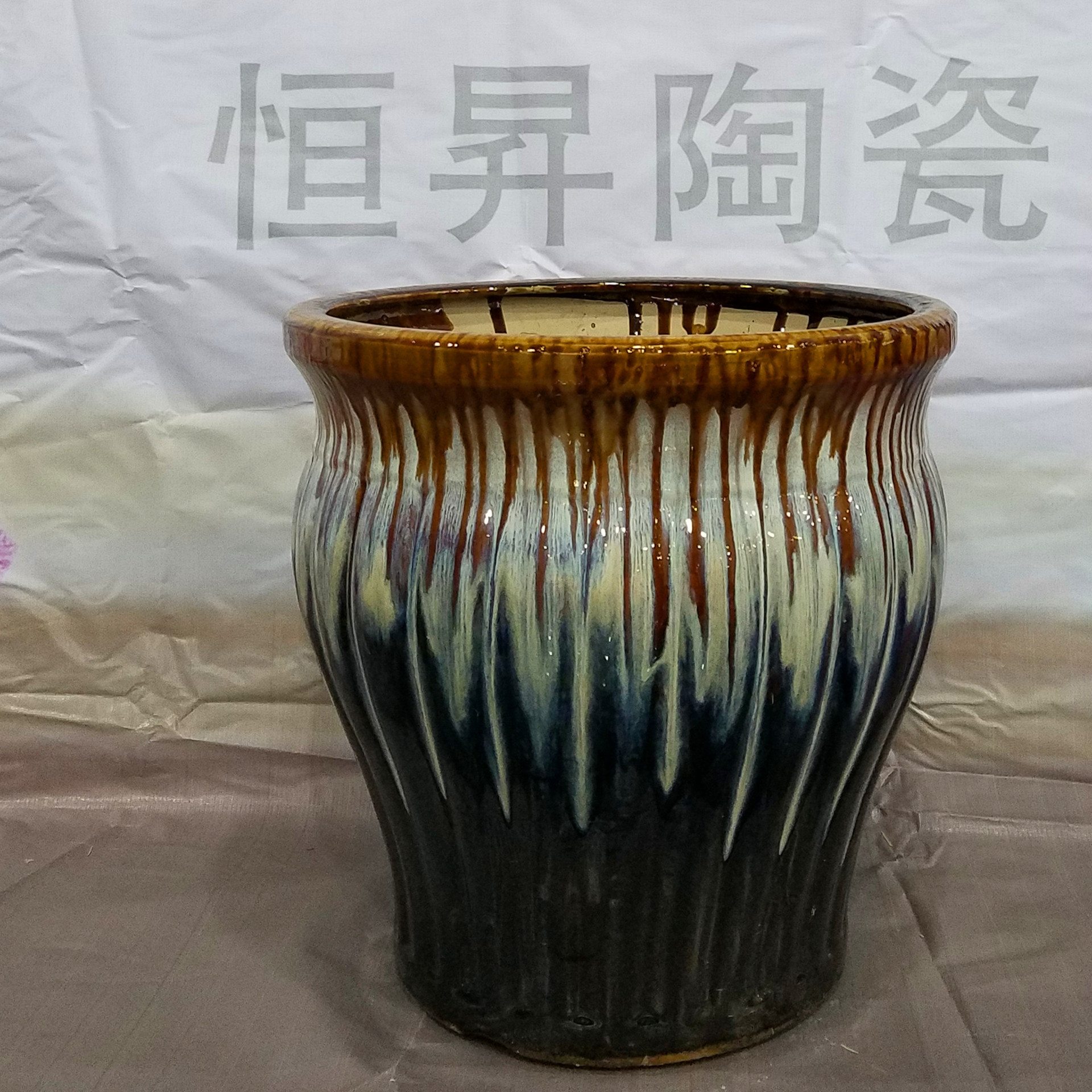 河南省禹州市恒升陶瓷花盆厂家生产批发大中小陶瓷花盆花钵容器