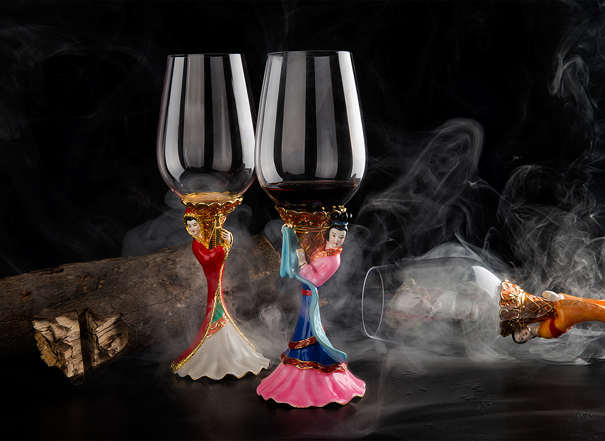 新款欧式酒店饰品特色四大美人酒杯水晶酒杯酒柜装摆设品出口