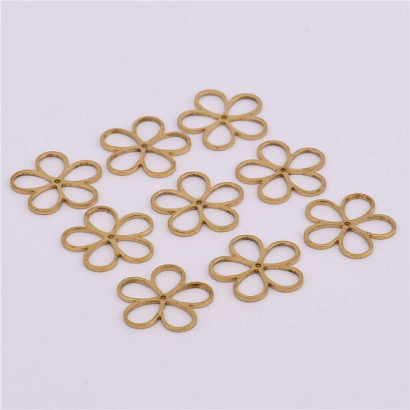 5mm单孔空心梅花diy手工耳环耳钉项链首饰挂件纯铜饰品配件