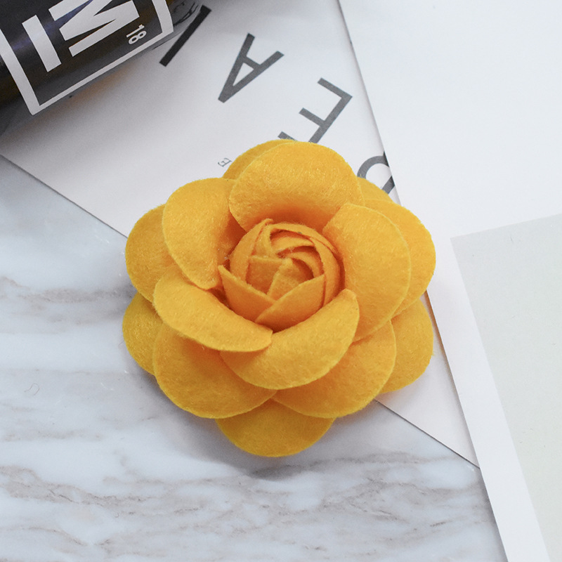 无纺布布艺山茶花鞋帽胸针手工花朵diy手工饰品发圈发夹材料批发