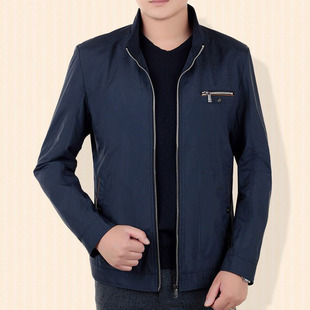 2018秋季中年男装男士夹克薄款休闲商务男款外套立领中老年爸爸装