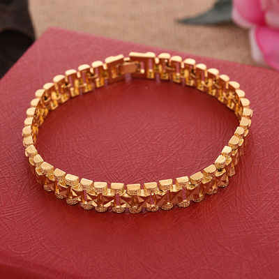 新款黄金男士手表手链铜镀真金男款保色手链手饰饰品