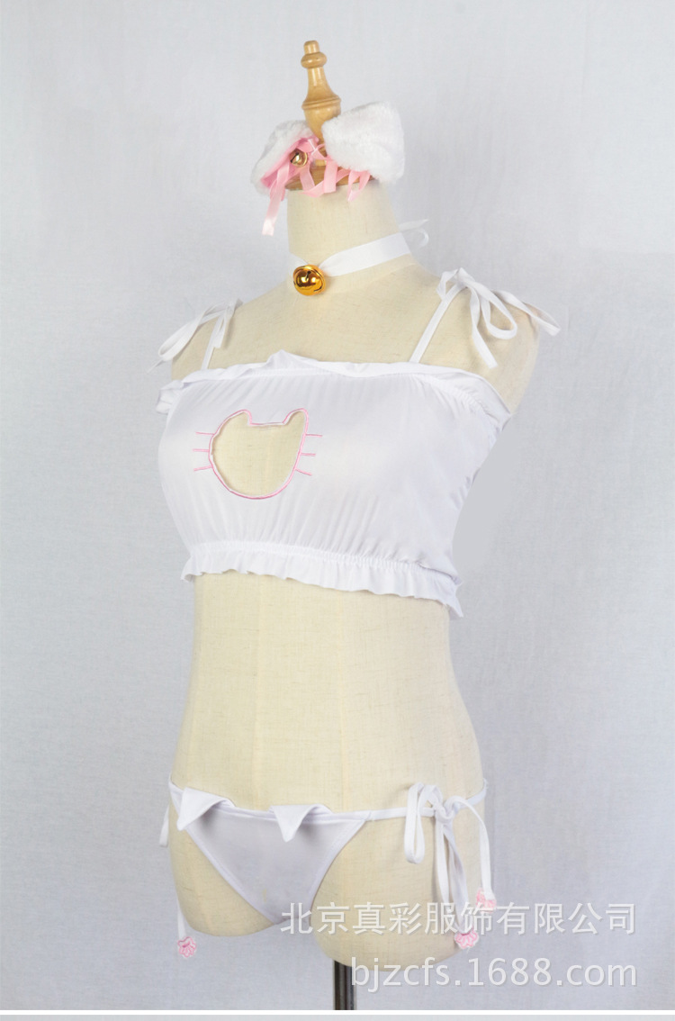 猫咪内衣镂空开胸 动漫cos软妹性感少女可爱色息蕾丝胖次套装