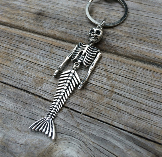 2018欧美外贸新款 ebay 亚马逊热卖 骷髅美人鱼吊坠钥匙扣 另类