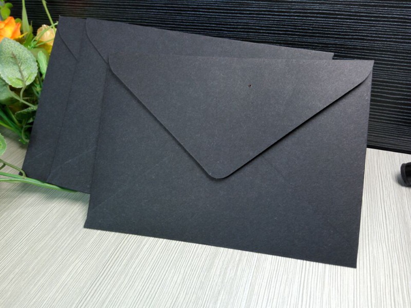 黑卡纸c6号信封 特种纸信封 定做各规格信封烫金银logo信封 黑