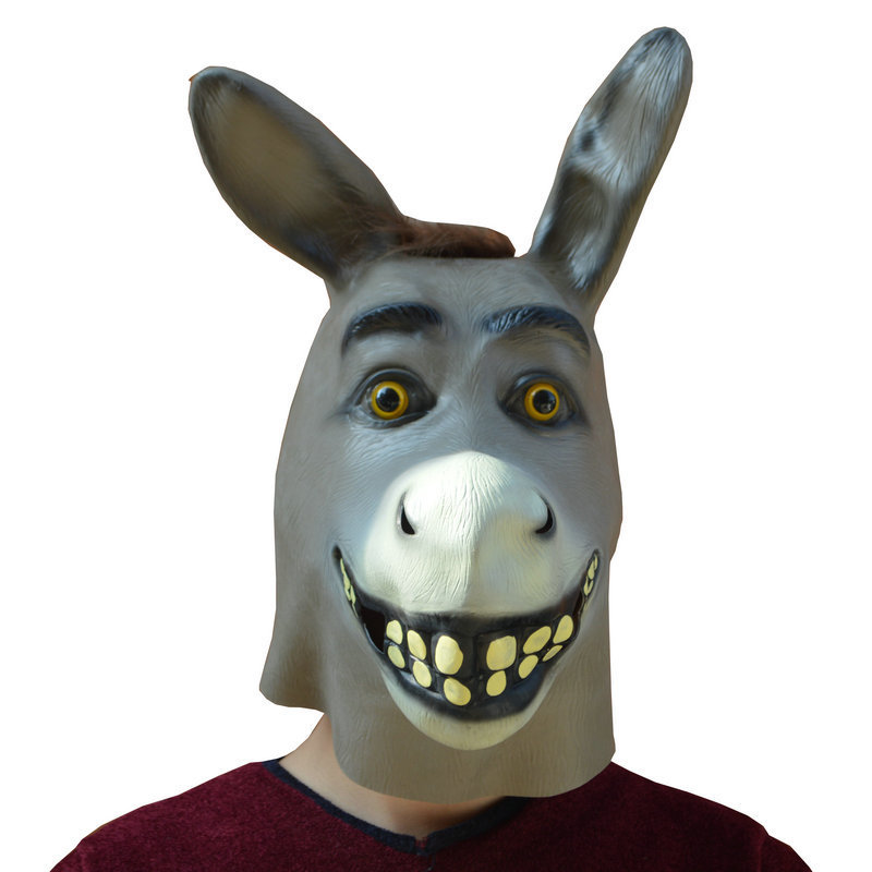 万圣节活动cos动物毛驴年会表演出装扮搞怪大嘴驴头套个性面具
