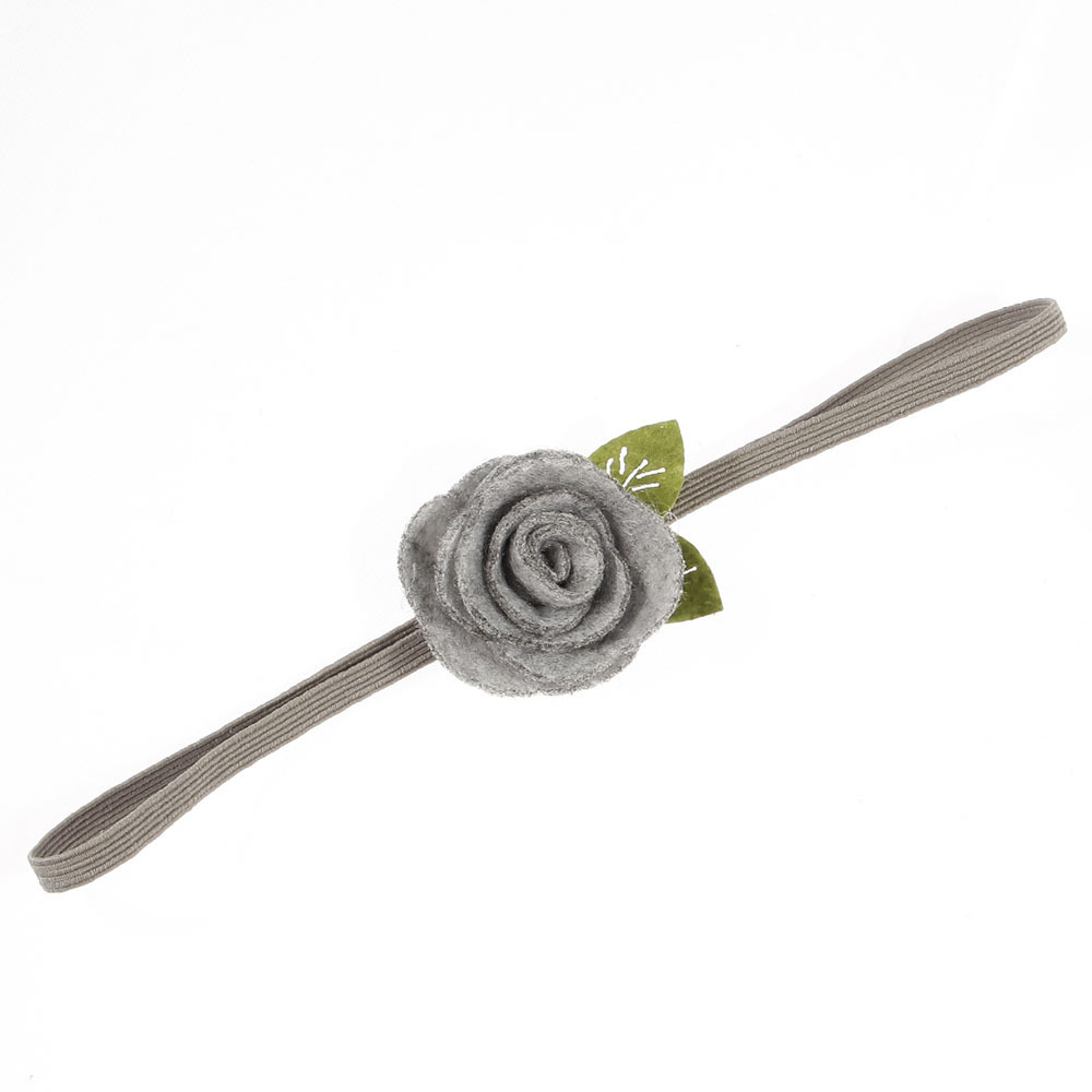 玫瑰花绿叶子毡布细带子新生儿发带头饰宝宝摄影道具外贸跨境货源