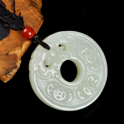 新疆和田玉龙牌吊坠仿古二龙戏珠工艺品白玉龙如意铜钱玉坠玉器挂