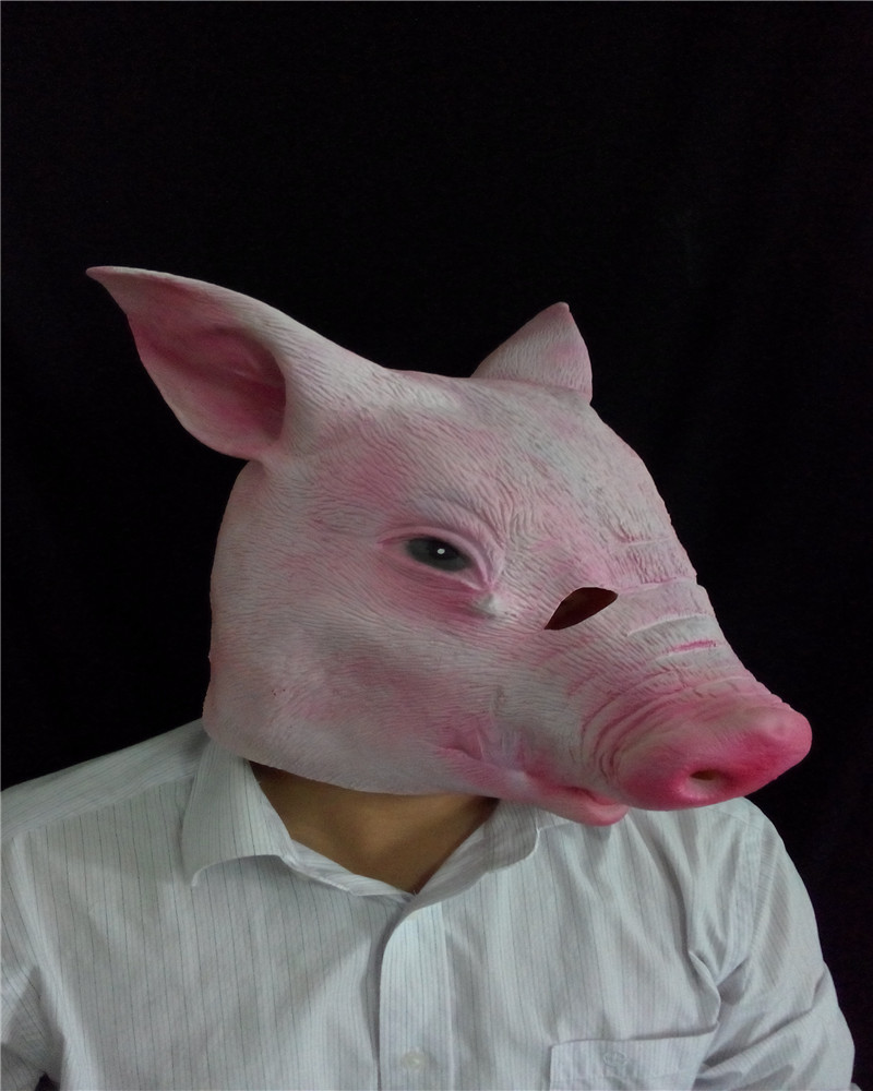 可爱小红猪头面具头套西游记猪八戒面具酒吧表演派对cos猪妖面具