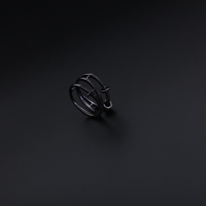 欧美时尚品牌新款 可滑动螺丝帽戒指925银镶锆石四色入