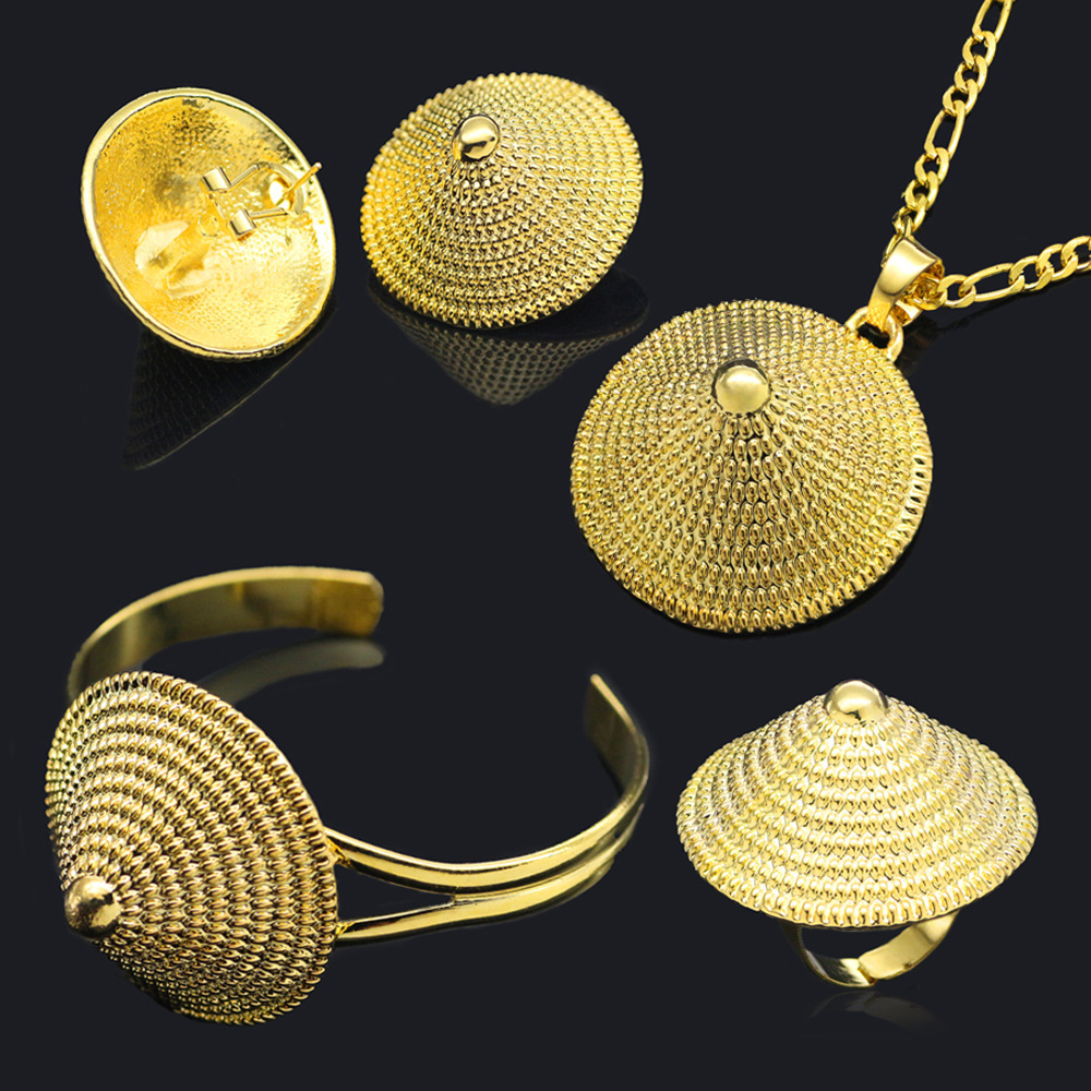 外贸亚马逊wish热销非洲饰品埃塞俄比亚婚礼项链耳环戒指手镯套装