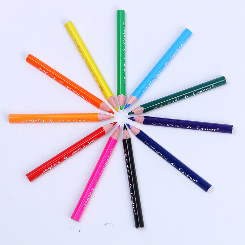 Cross-Border 12-Color Long and Short Color Lead Environmentally Creative Student Sharpening-Free Color Pencil Customizable Ogo